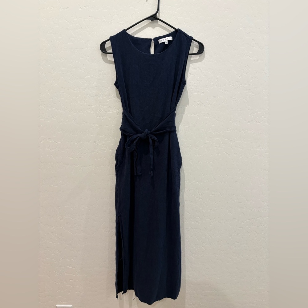 HYFVE Navy Sleeveless Tie-Waist Maxi Dress